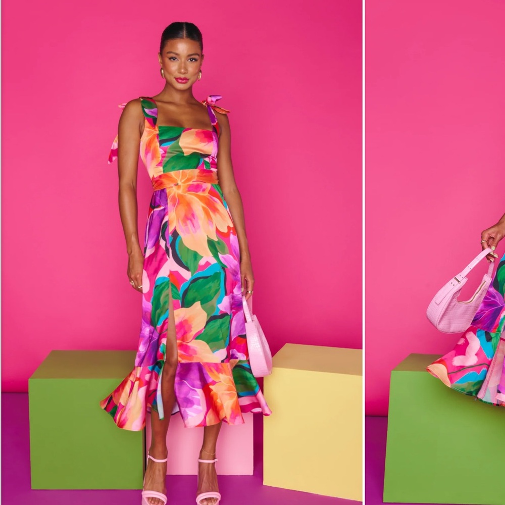 Show Me Your Mumu Garden Midi Dress in Water Lily